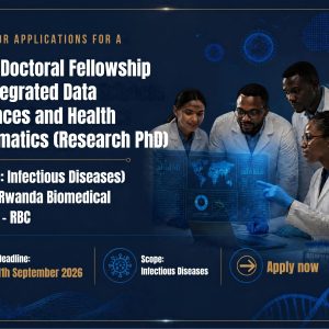 Call for applications for a Post-Doctoral Fellowship in Integrated Data Sciences and Health Informatics (Research PhD) (Scope: Infectious Diseases) at the Rwanda Biomedical Centre – RBC